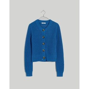 Madewell Textural-Knit‎ Cardigan Sweater hermitage blue Small